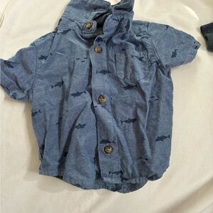 Blue Shark Print Kids Shirt